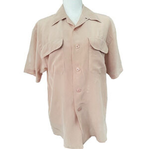 Spencer Jeremy Vintage Blouse Women's Powder Pink 100% Silk short sleeve‎ sz S